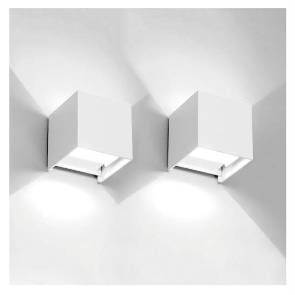 Set of 2 Modern White Outdoor Wall Sconces – LED, Waterproof, 12W - Picture 1 of 15